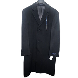 CHAPS Charcoal Wool Blend Lined Trench Overcoat Long Heavy Jacket Mens‎ Size 42R